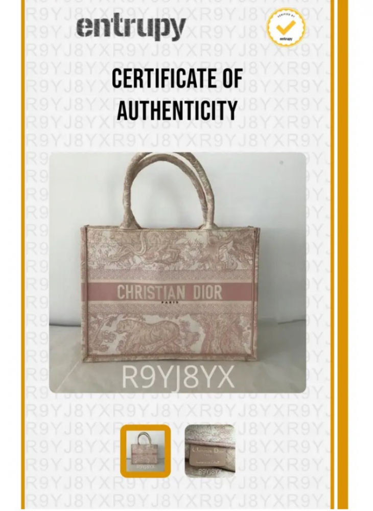 Christian Dior B Dior Pink Light Pink Canvas Fabric Medium Toile de Jouy Book Tote Italy