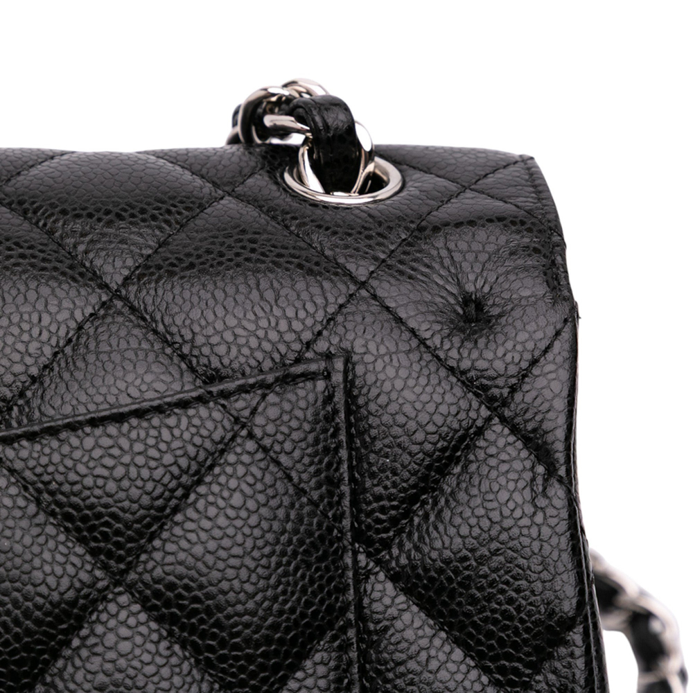 Chanel Classic Double Flap Jumbo Matelassè Caviar Leather Flap Handbag Black