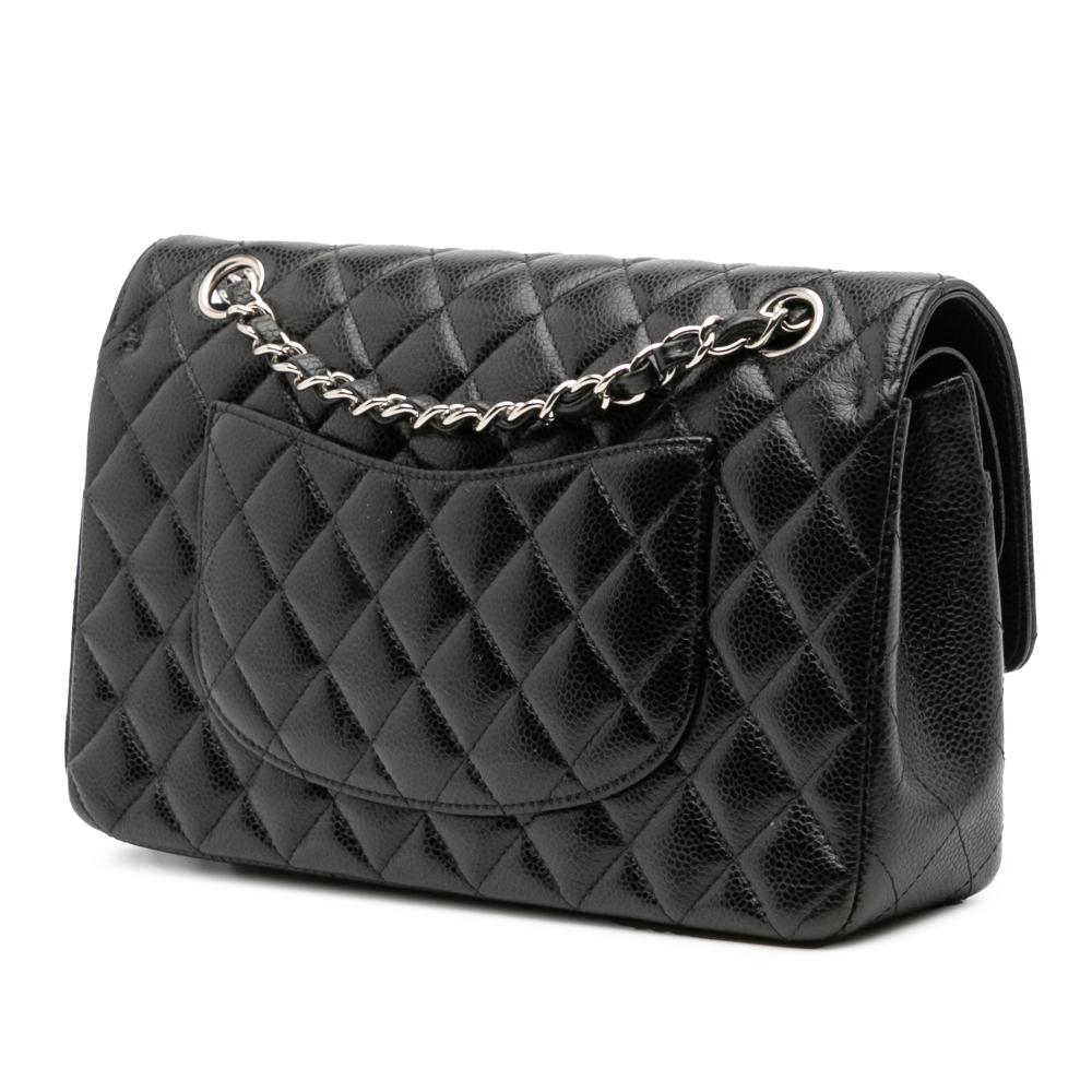Chanel B Chanel Black Caviar Leather Leather Medium Classic Caviar Double Flap France