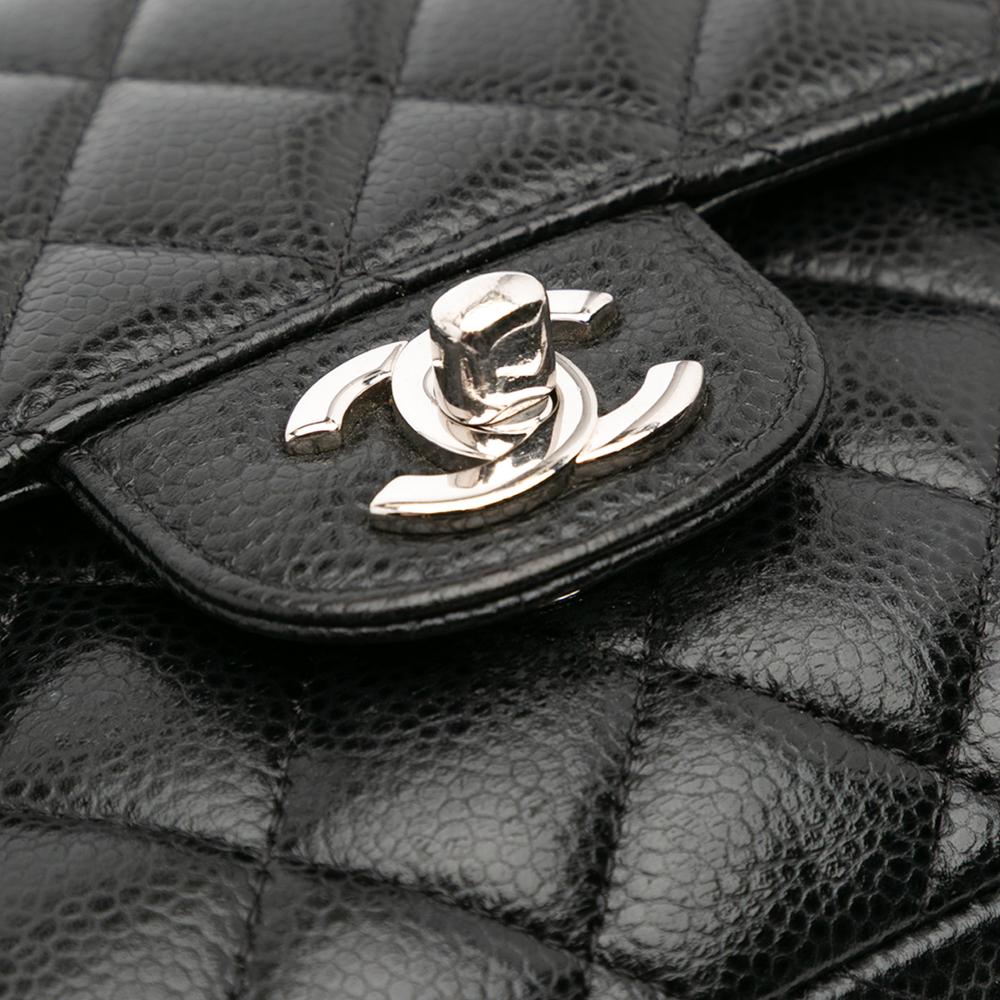 Chanel B Chanel Black Caviar Leather Leather Medium Classic Caviar Double Flap France