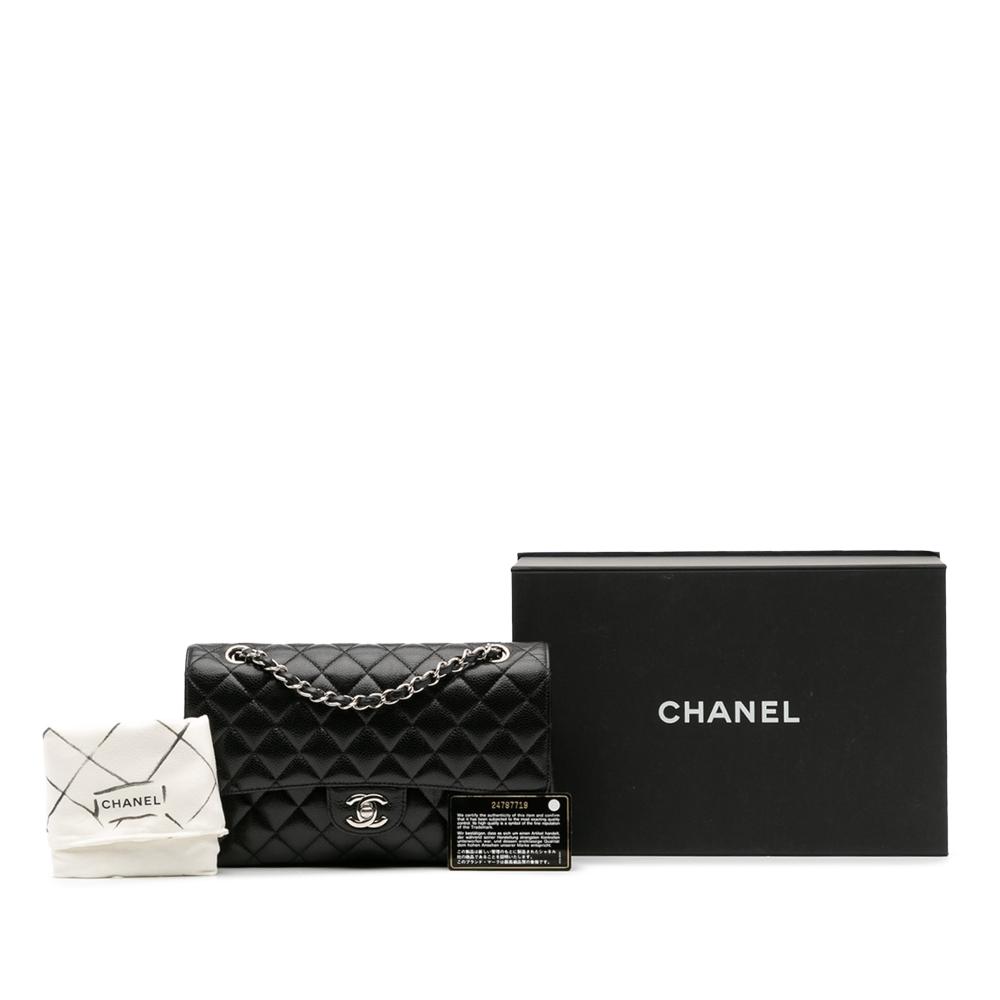 Chanel B Chanel Black Caviar Leather Leather Medium Classic Caviar Double Flap France