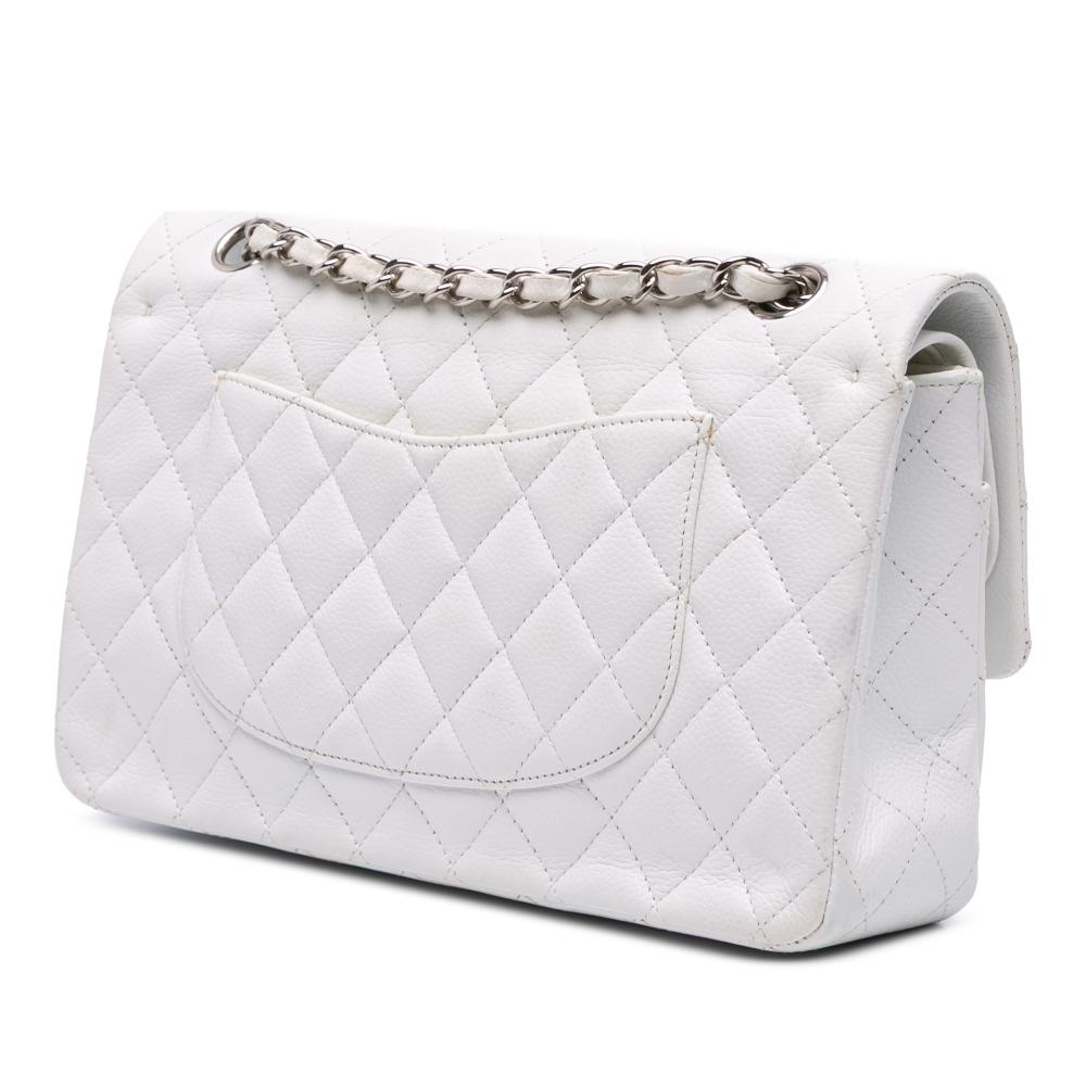 Chanel B Chanel White Caviar Leather Leather Medium Classic Caviar Double Flap France
