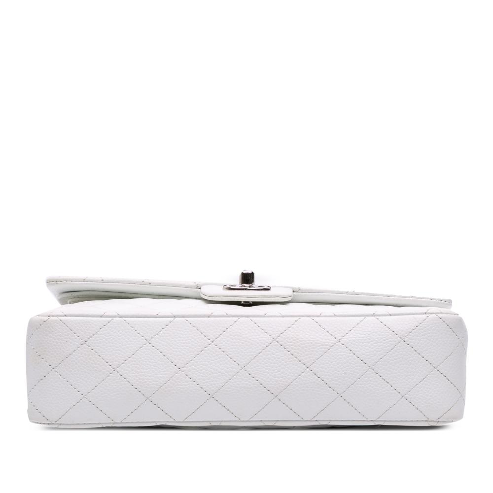 Chanel B Chanel White Caviar Leather Leather Medium Classic Caviar Double Flap France