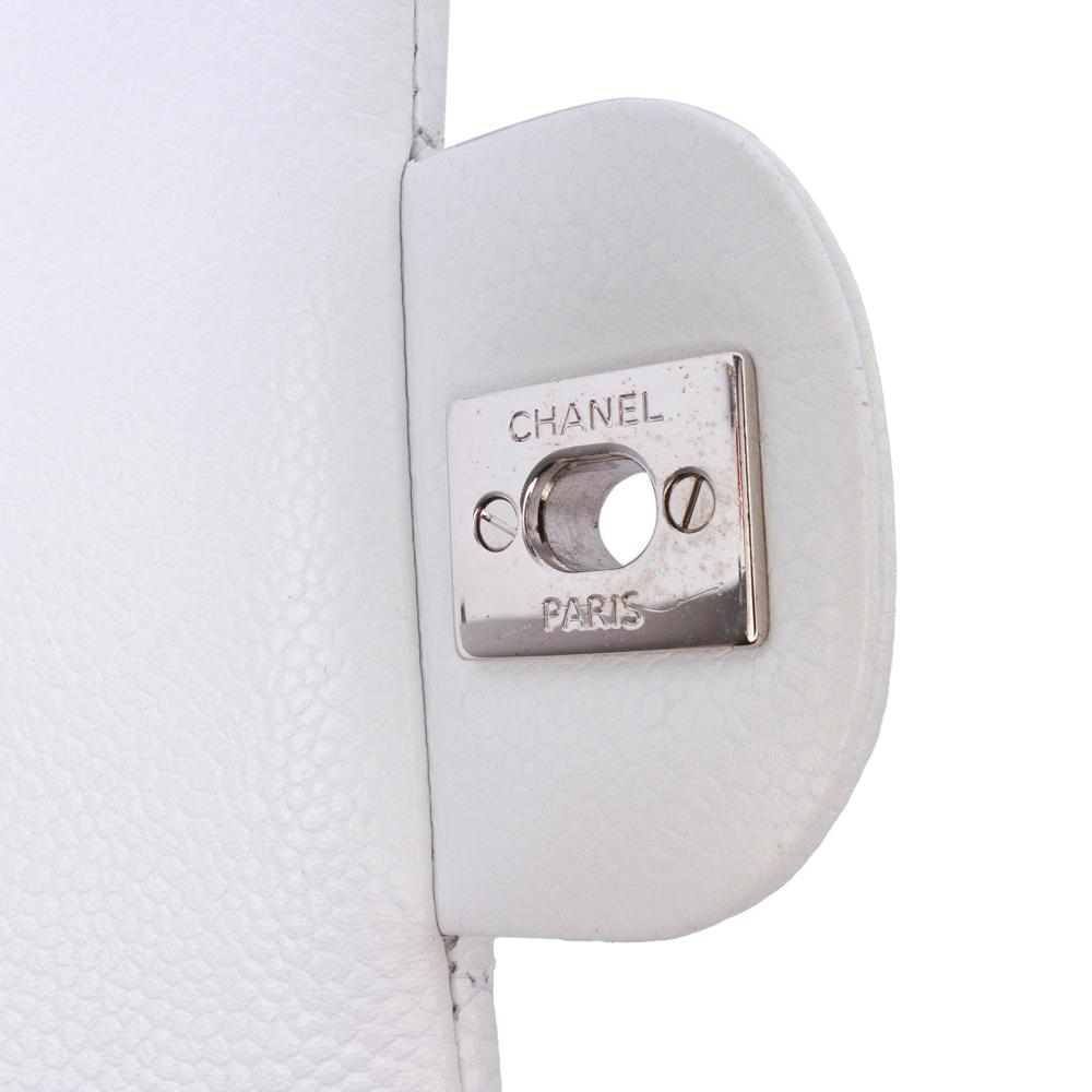 Chanel B Chanel White Caviar Leather Leather Medium Classic Caviar Double Flap France