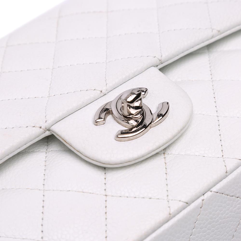Chanel B Chanel White Caviar Leather Leather Medium Classic Caviar Double Flap France