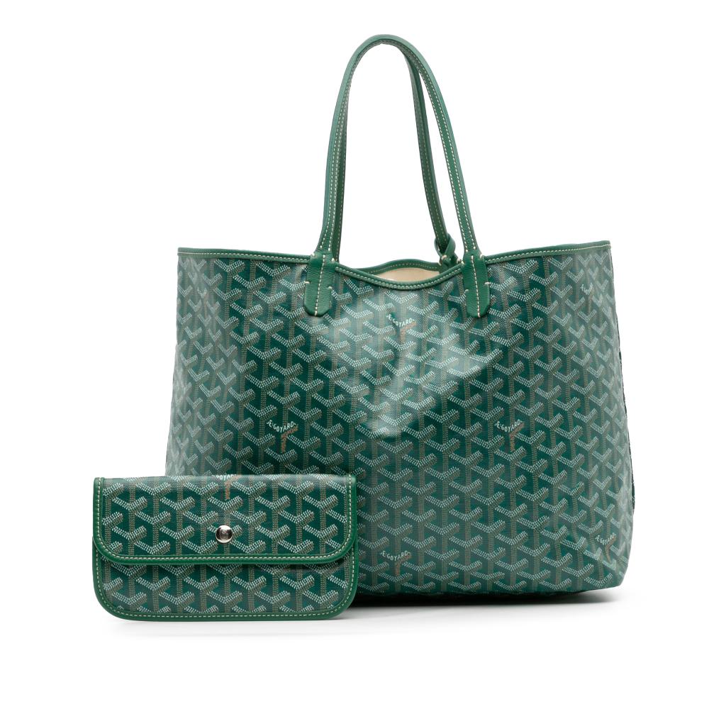 Goyard B Goyard Green Lime Coated Canvas Fabric Goyardine Saint Louis PM France