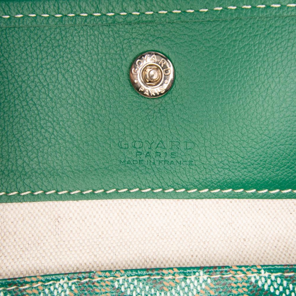 Goyard B Goyard Green Coated Canvas Fabric Goyardine Saint Louis PM France