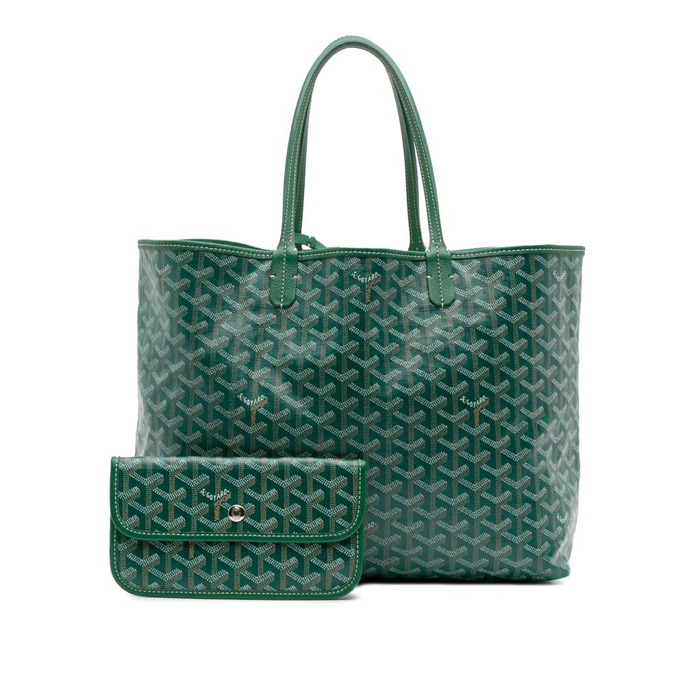 Goyard B Goyard Green Coated Canvas Fabric Goyardine Saint Louis PM France