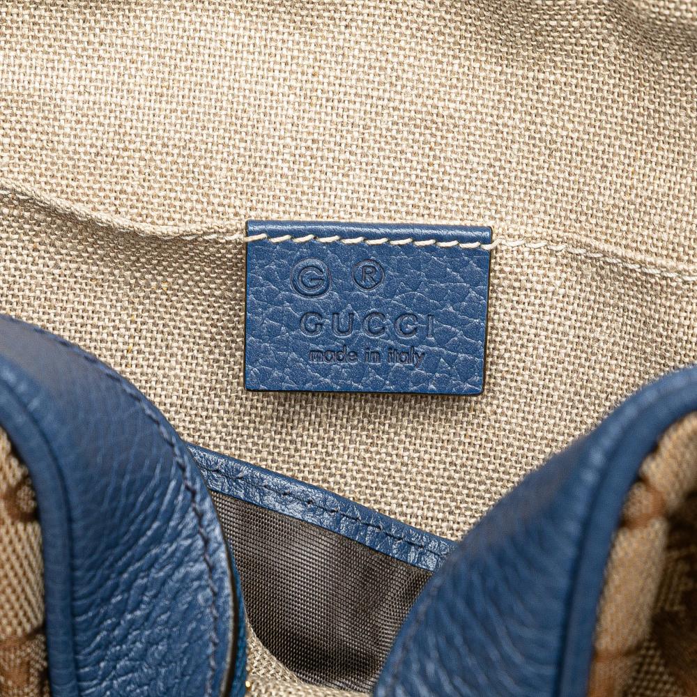 Gucci AB Gucci Brown Beige with Blue Canvas Fabric GG Bree Crossbody Italy