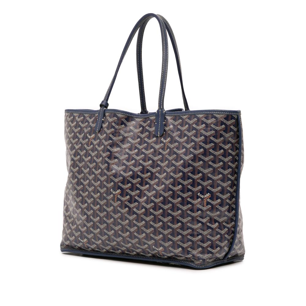 Goyard B Goyard Blue Navy Coated Canvas Fabric Goyardine Saint Louis PM France