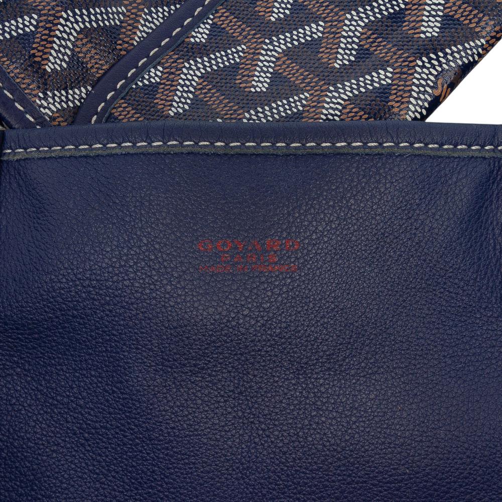 Goyard B Goyard Blue Navy Coated Canvas Fabric Goyardine Saint Louis PM France