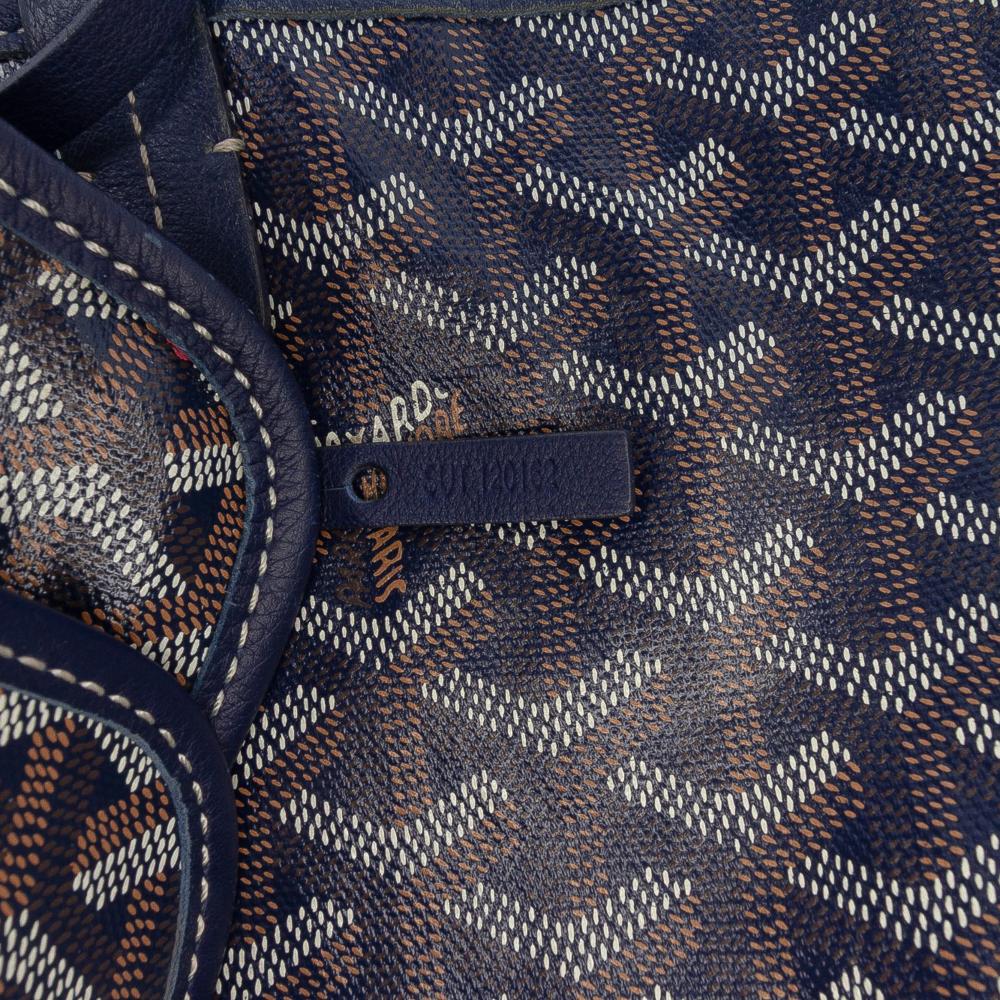 Goyard B Goyard Blue Navy Coated Canvas Fabric Goyardine Saint Louis PM France