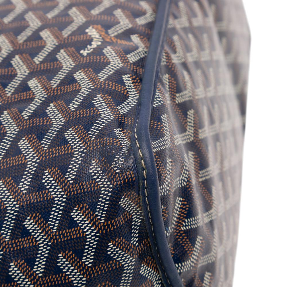 Goyard B Goyard Blue Navy Coated Canvas Fabric Goyardine Saint Louis PM France