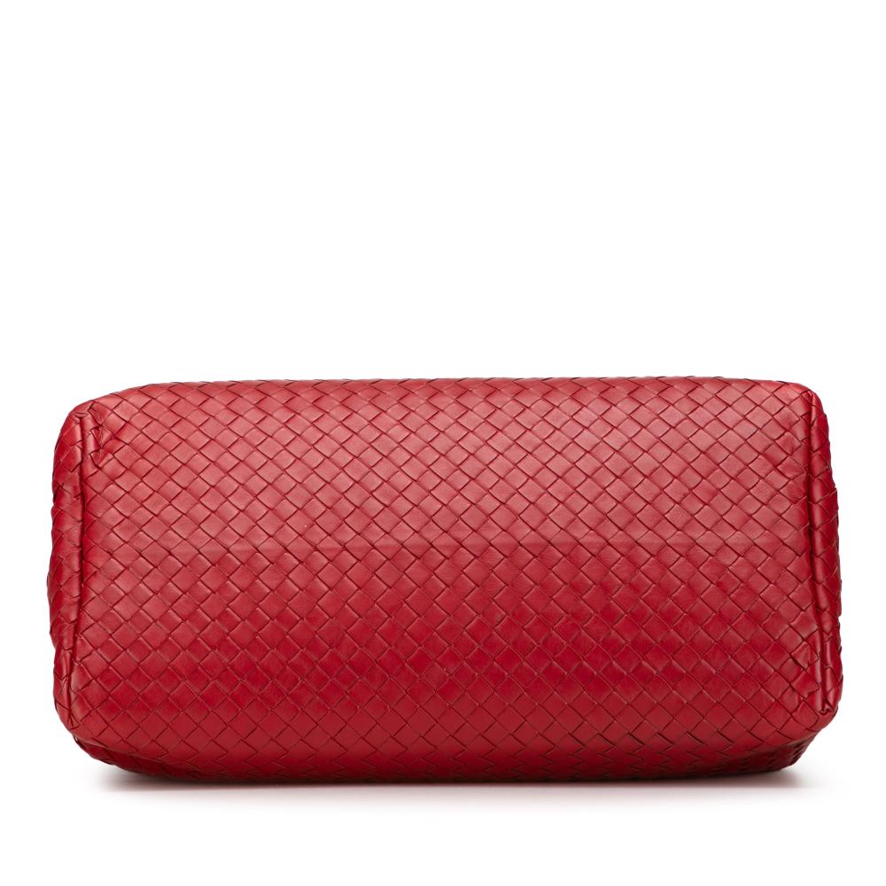 Bottega Veneta B Bottega Veneta Red Nappa Leather Leather Medium Nappa Intrecciato Roma Tote Italy