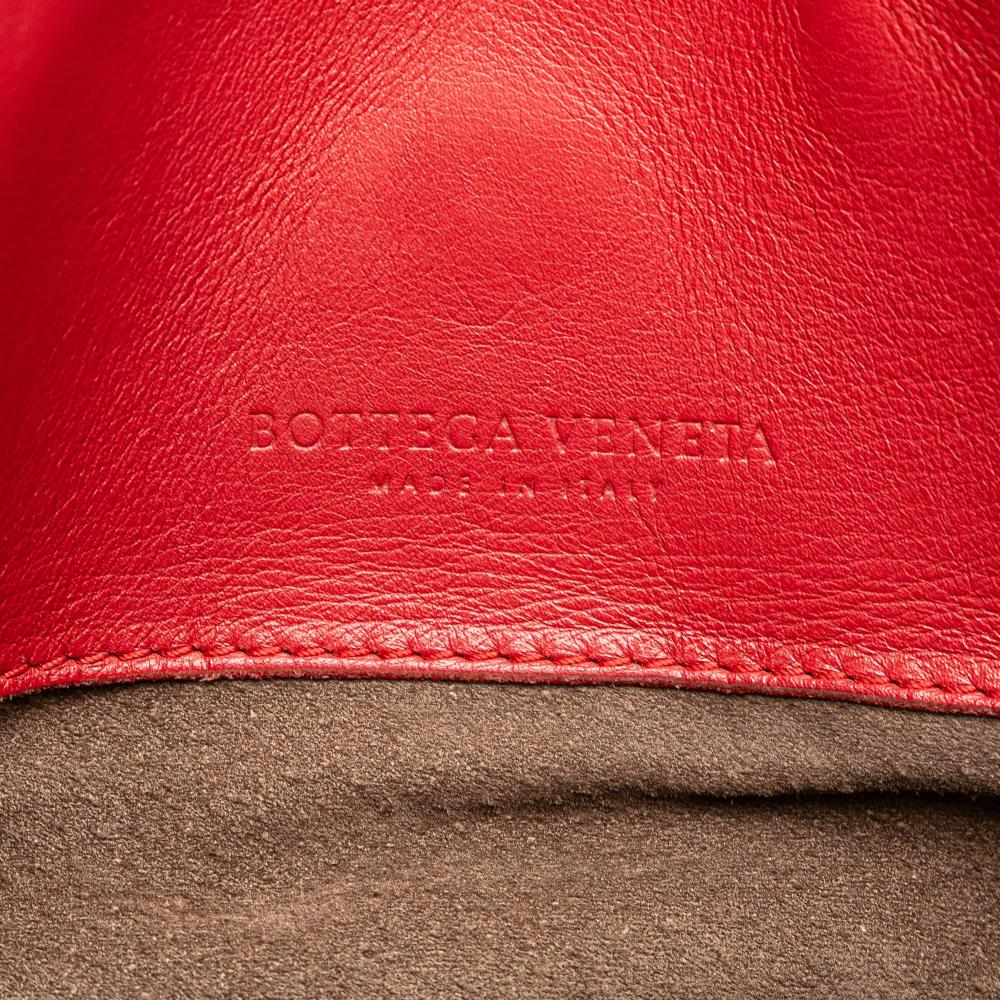 Bottega Veneta B Bottega Veneta Red Nappa Leather Leather Medium Nappa Intrecciato Roma Tote Italy