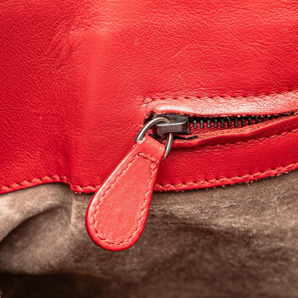 Bottega Veneta B Bottega Veneta Red Nappa Leather Leather Medium Nappa Intrecciato Roma Tote Italy