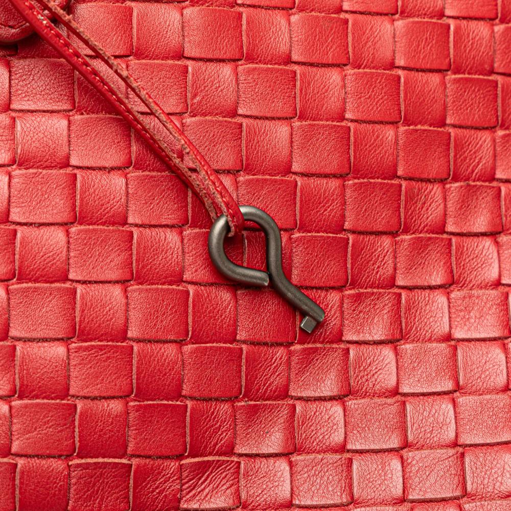 Bottega Veneta B Bottega Veneta Red Nappa Leather Leather Medium Nappa Intrecciato Roma Tote Italy