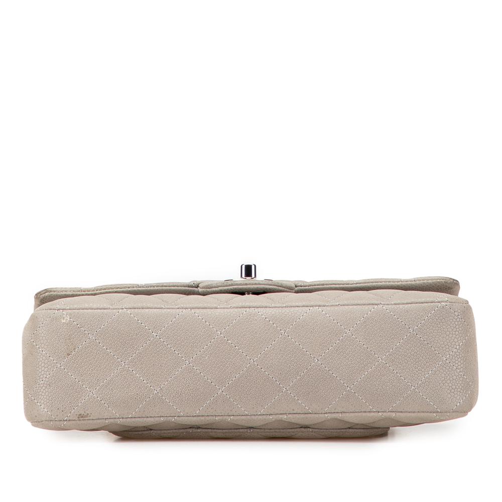 Chanel B Chanel Gray Light Gray Caviar Leather Leather Medium Classic Caviar Double Flap France