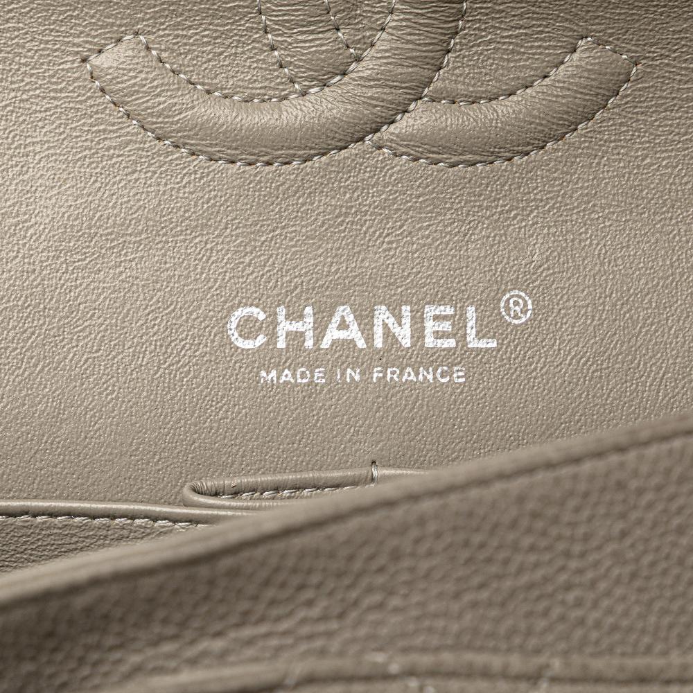 Chanel B Chanel Gray Light Gray Caviar Leather Leather Medium Classic Caviar Double Flap France