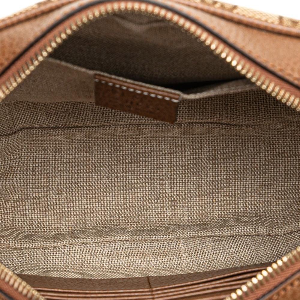 Gucci AB Gucci Brown Beige Canvas Fabric GG Bree Crossbody Italy