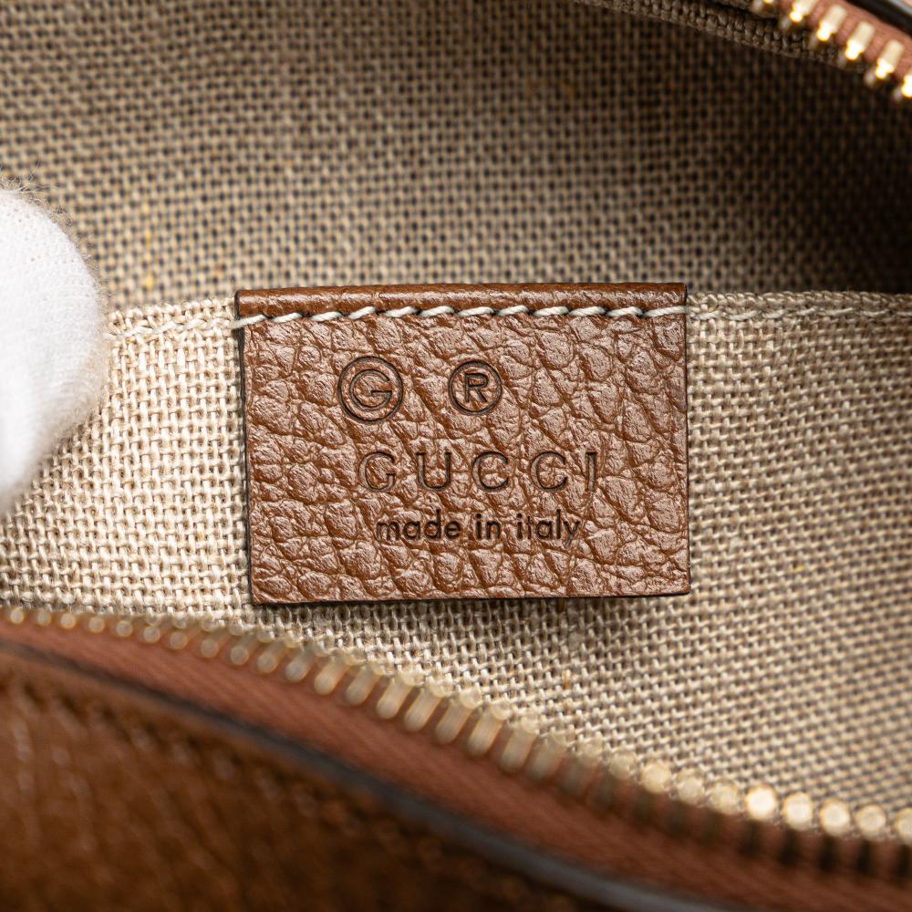 Gucci AB Gucci Brown Beige Canvas Fabric GG Bree Crossbody Italy