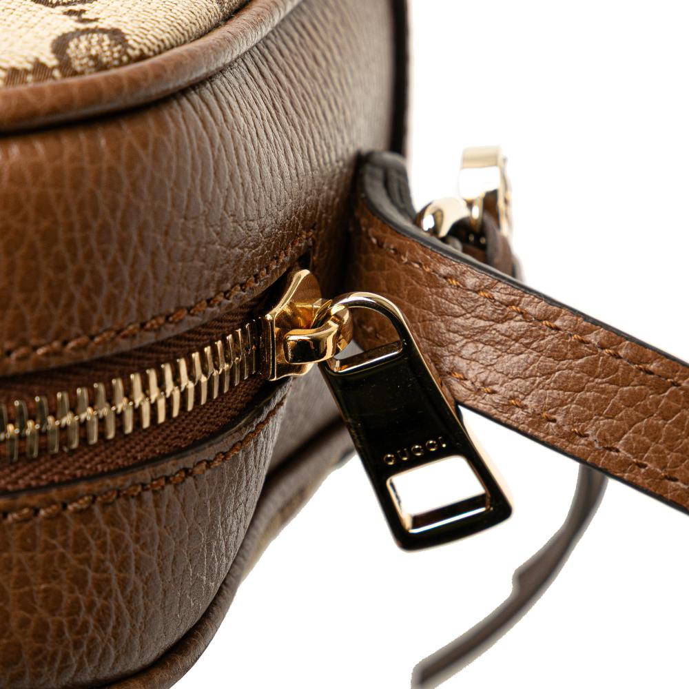 Gucci AB Gucci Brown Beige Canvas Fabric GG Bree Crossbody Italy