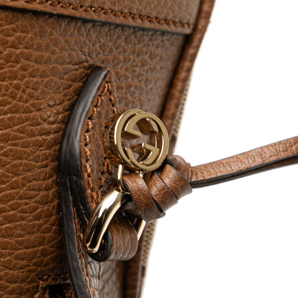 Gucci AB Gucci Brown Beige Canvas Fabric GG Bree Crossbody Italy