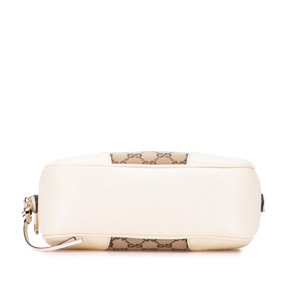 Gucci B Gucci Brown Beige Canvas Fabric GG Bree Crossbody Italy