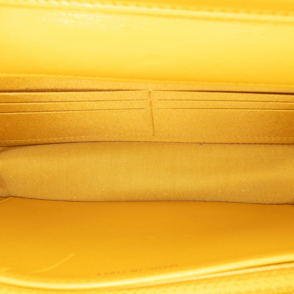 Chanel Boy Quilted Lambskin Leather Wallet on Chain Crossbody Yellow