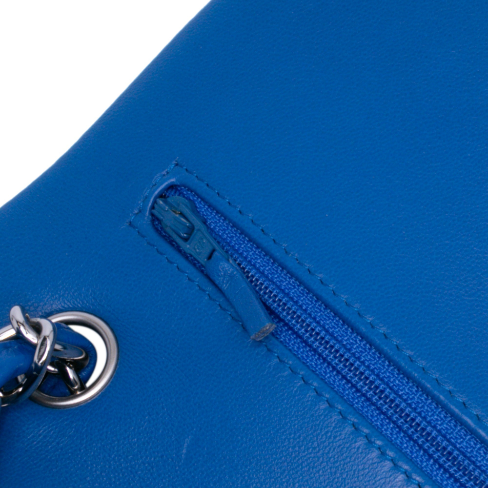 Chanel Classic Double Flap Jumbo Lambskin Leather Matelassè Handbag Blue