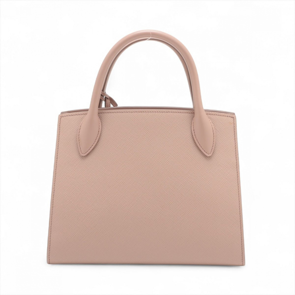 Prada Monochrome Saffiano Leather Tote Handbag Beige Pink