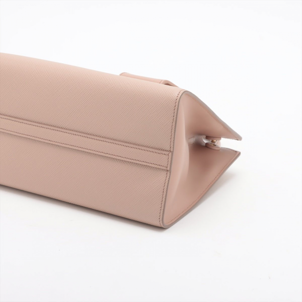 Prada Monochrome Saffiano Leather Tote Handbag Beige Pink