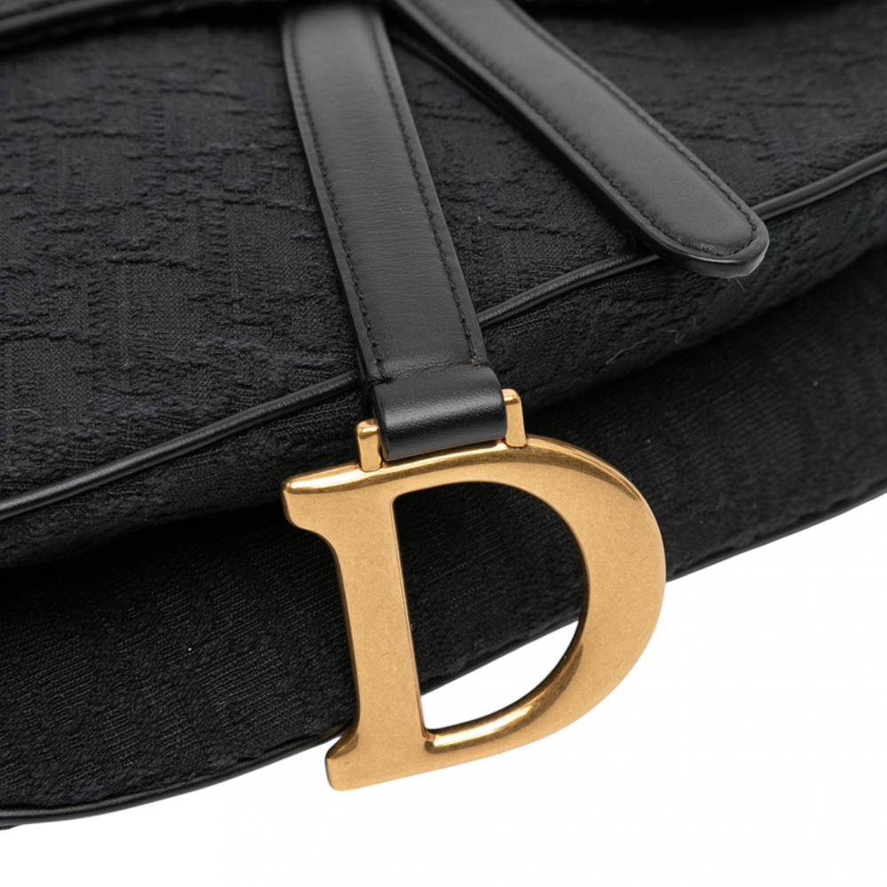 Christian Dior Saddle Canvas Saddle Handbag No Strap Black