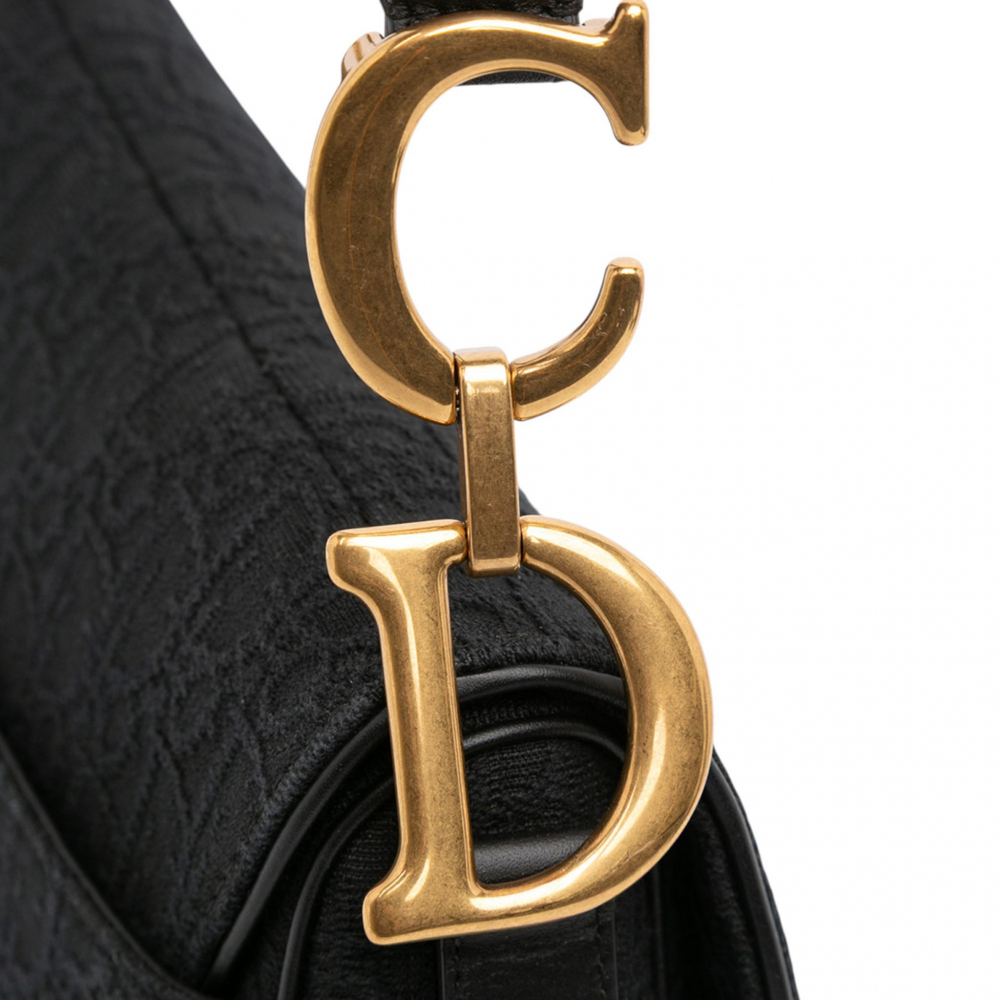 Christian Dior Saddle Canvas Saddle Handbag No Strap Black