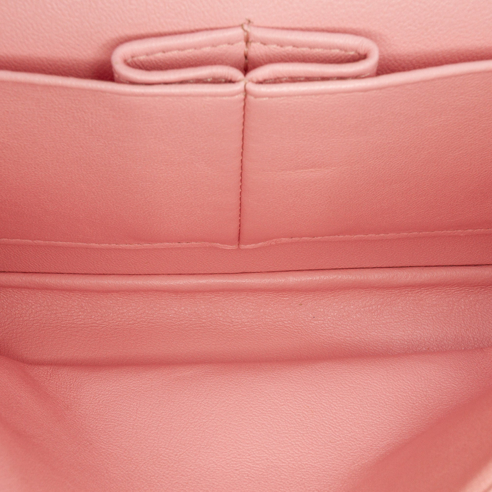 Chanel Classic Double Flap Medium Tweed Shoulder Bag Pink