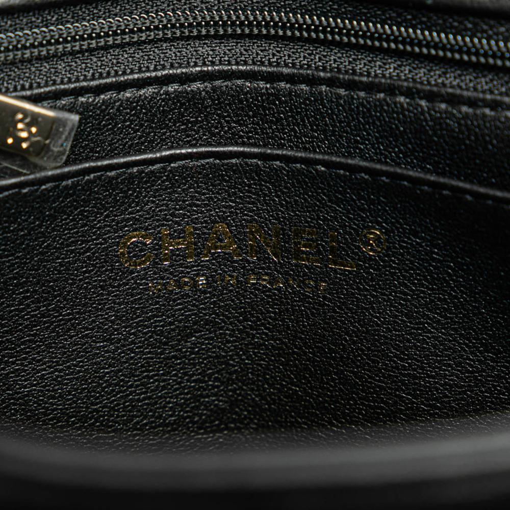 Chanel AB Chanel Black Lambskin Leather Leather Mini Square Lambskin Resin Crystal Monacoco Flap France