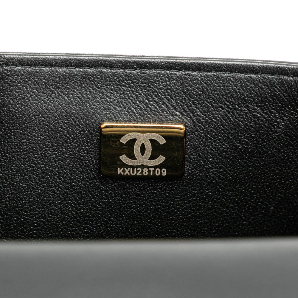 Chanel AB Chanel Black Lambskin Leather Leather Mini Square Lambskin Resin Crystal Monacoco Flap France
