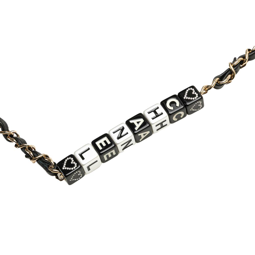 Chanel AB Chanel Black Lambskin Leather Leather Mini Square Lambskin Resin Crystal Monacoco Flap France