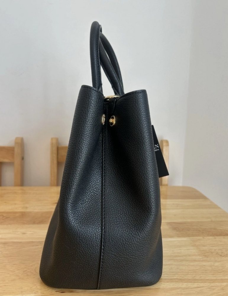 LAUREN Ralph Lauren LEATHER LARGE MARCY SATCHEL - Handtasche - black