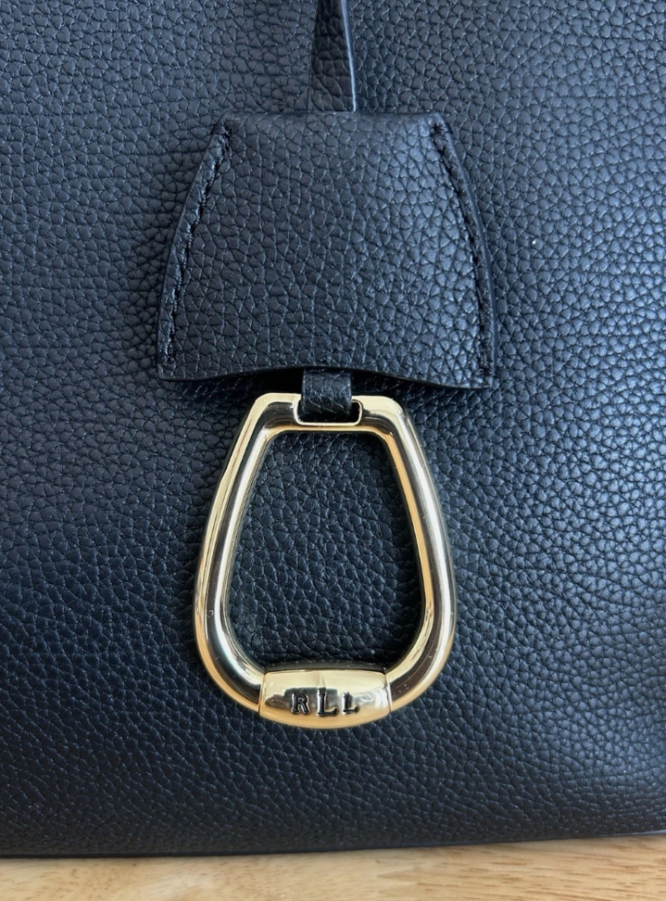 LAUREN Ralph Lauren LEATHER LARGE MARCY SATCHEL - Handtasche - black