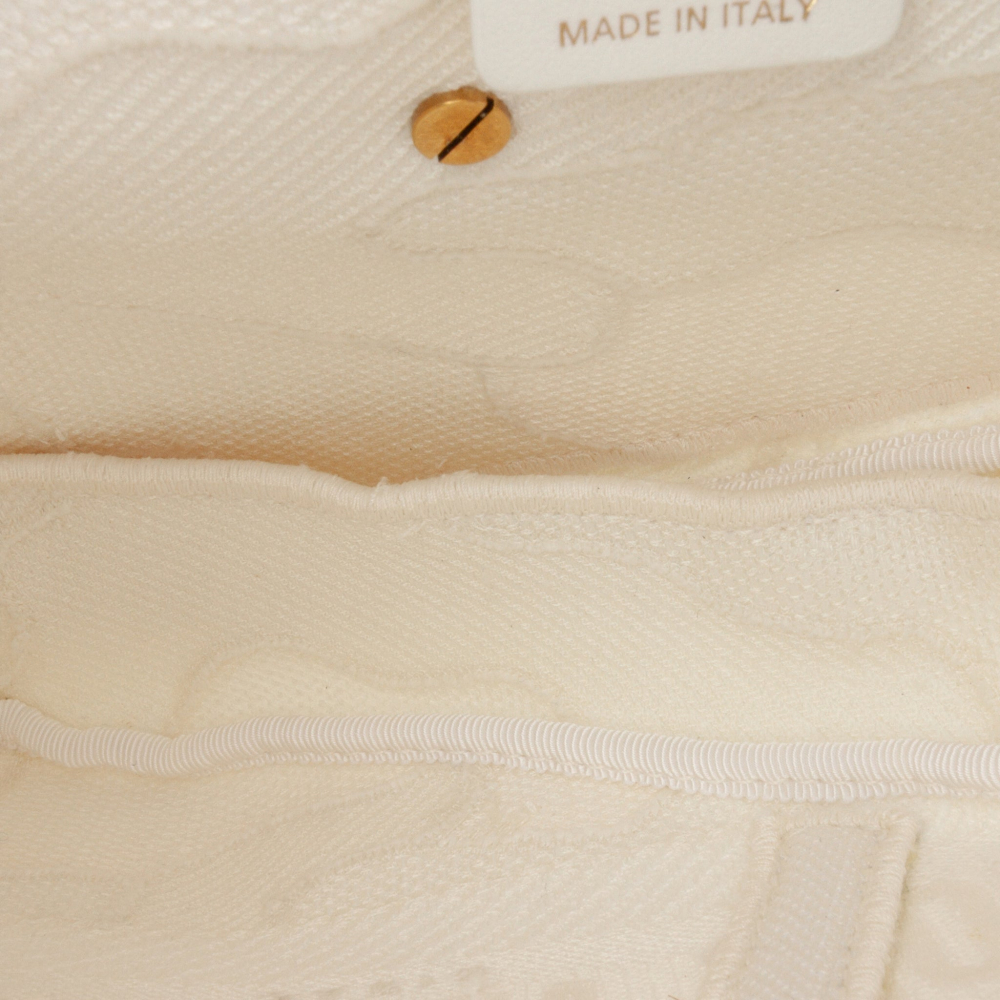 Christian Dior Saddle Canvas Saddle Handbag No Strap White