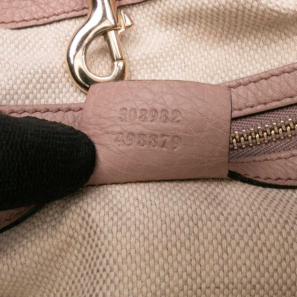 Gucci B Gucci Pink Calf Leather Medium Soho Chain Tote Italy