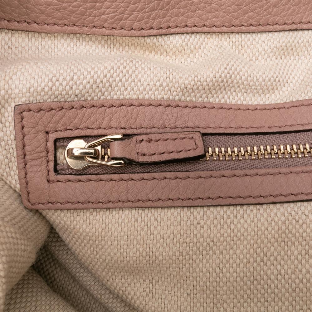 Gucci B Gucci Pink Calf Leather Medium Soho Chain Tote Italy