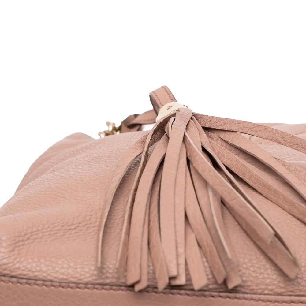 Gucci B Gucci Pink Calf Leather Medium Soho Chain Tote Italy