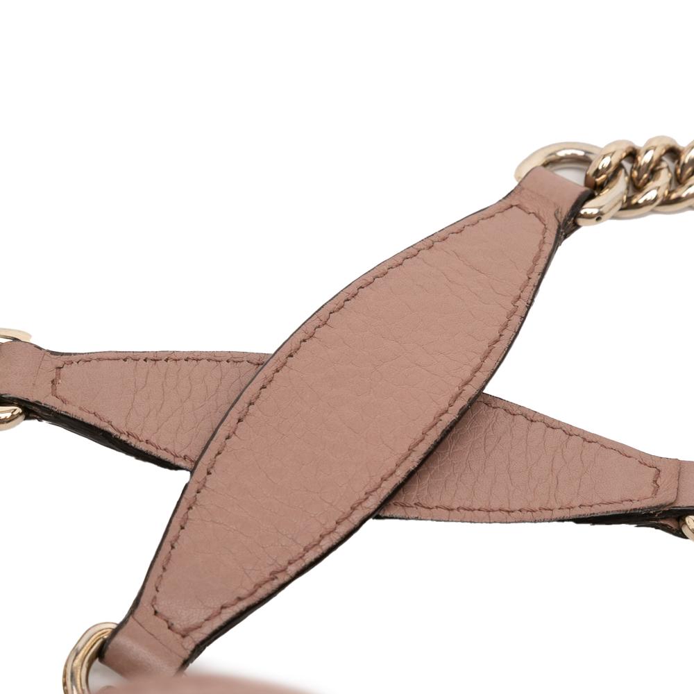 Gucci B Gucci Pink Calf Leather Medium Soho Chain Tote Italy