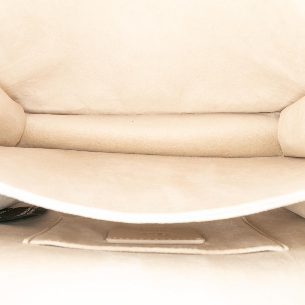 Fendi B Fendi Silver Calf Leather Small Scalloped Metallic skin Studded Pearl Kan I Crossbody Italy