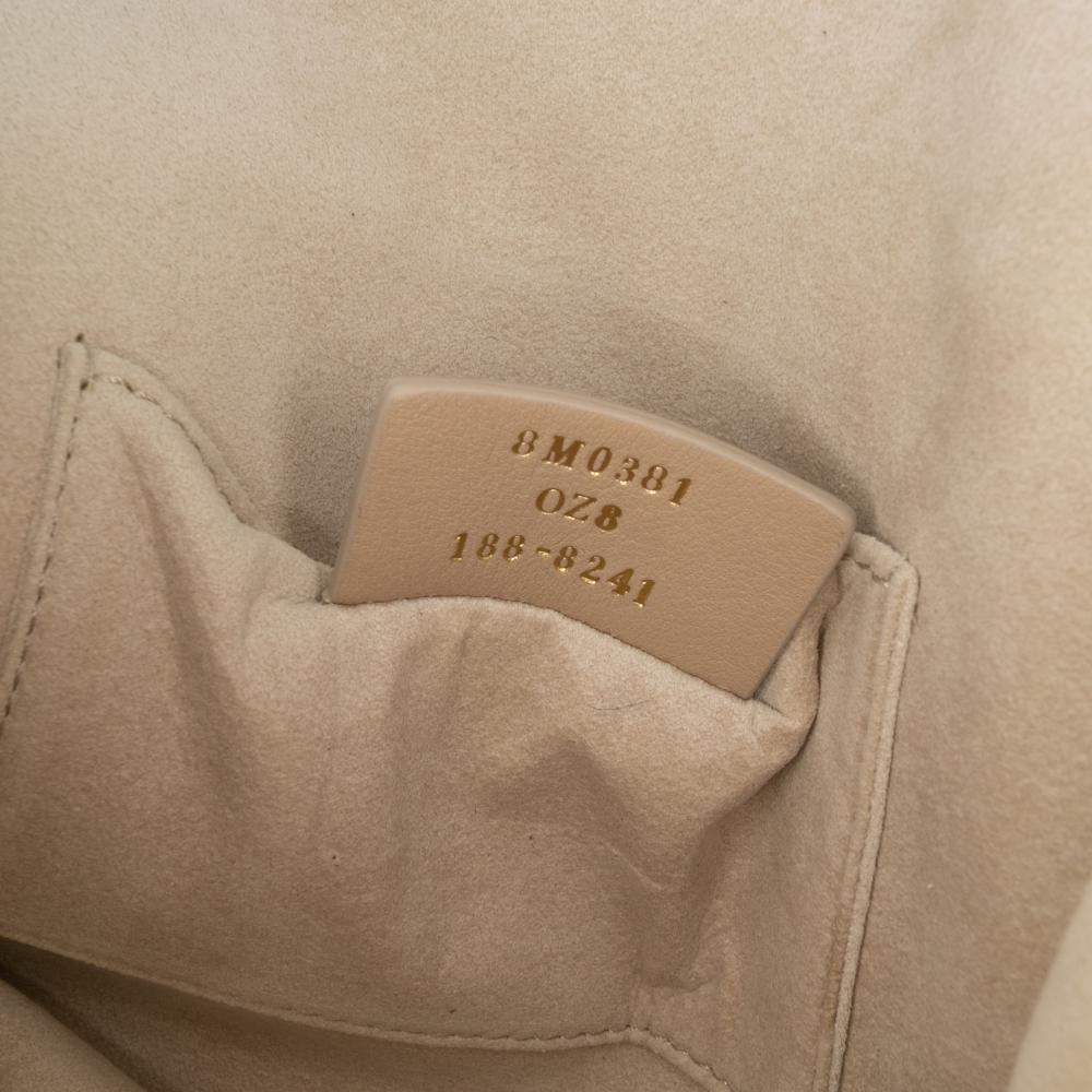 Fendi B Fendi Silver Calf Leather Small Scalloped Metallic skin Studded Pearl Kan I Crossbody Italy