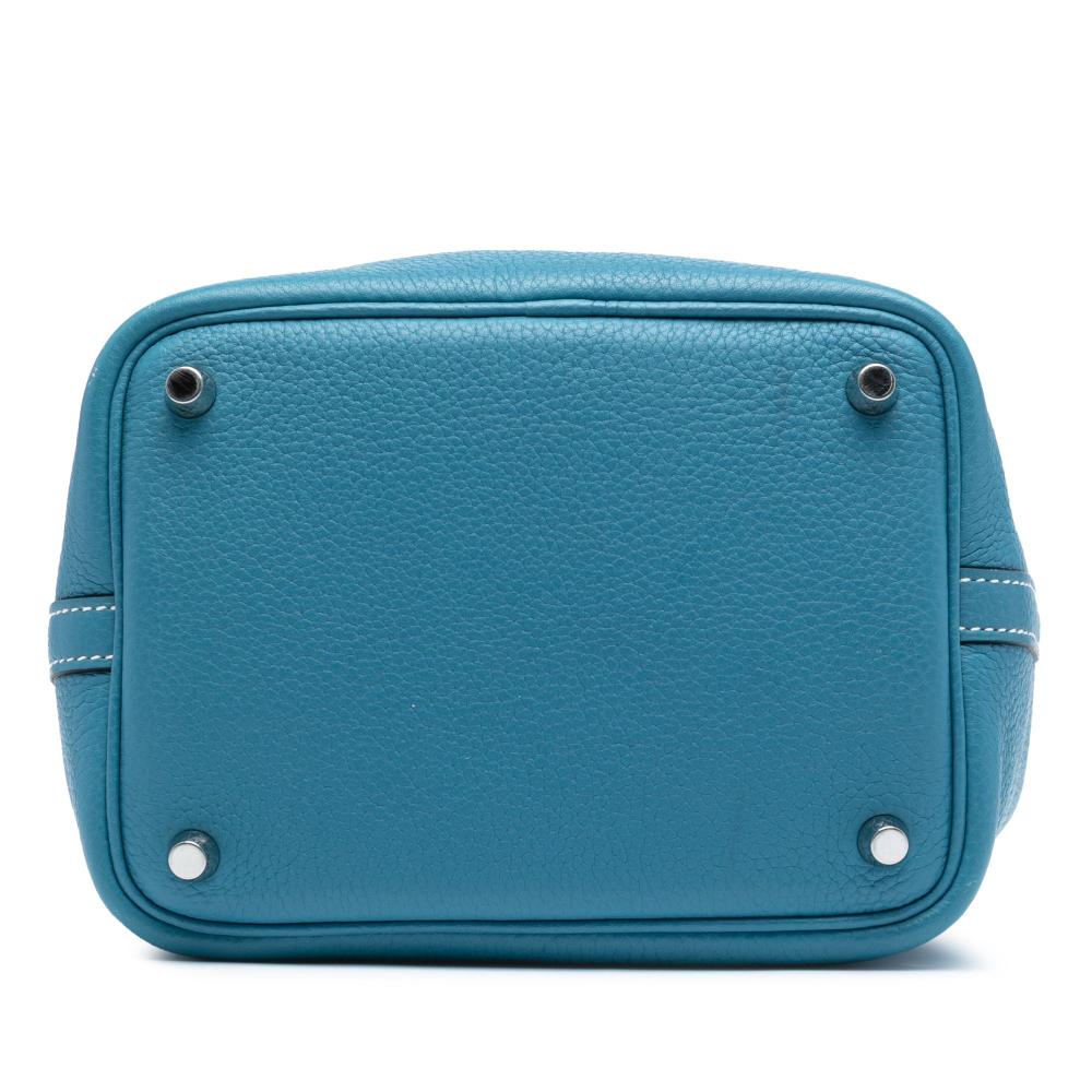 Hermès Picotin 18 Taurillon Clemence Leather Lock Bucket Handbag Blue Jean