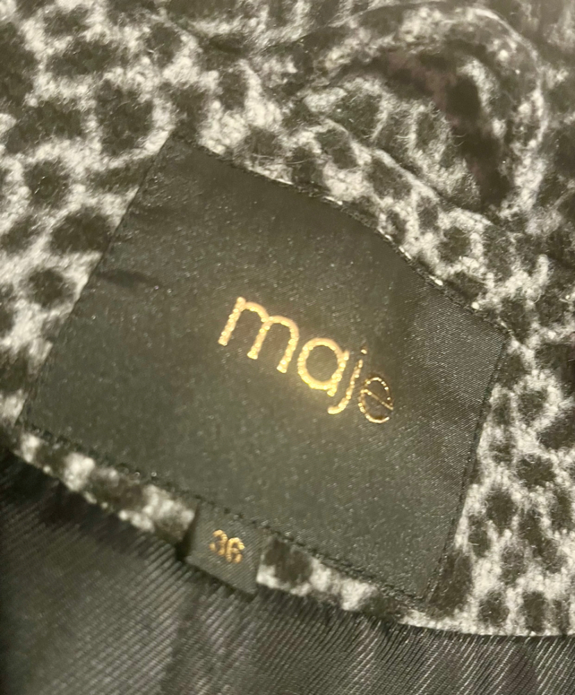 Maje Manteau Motiv Leopard gris noir