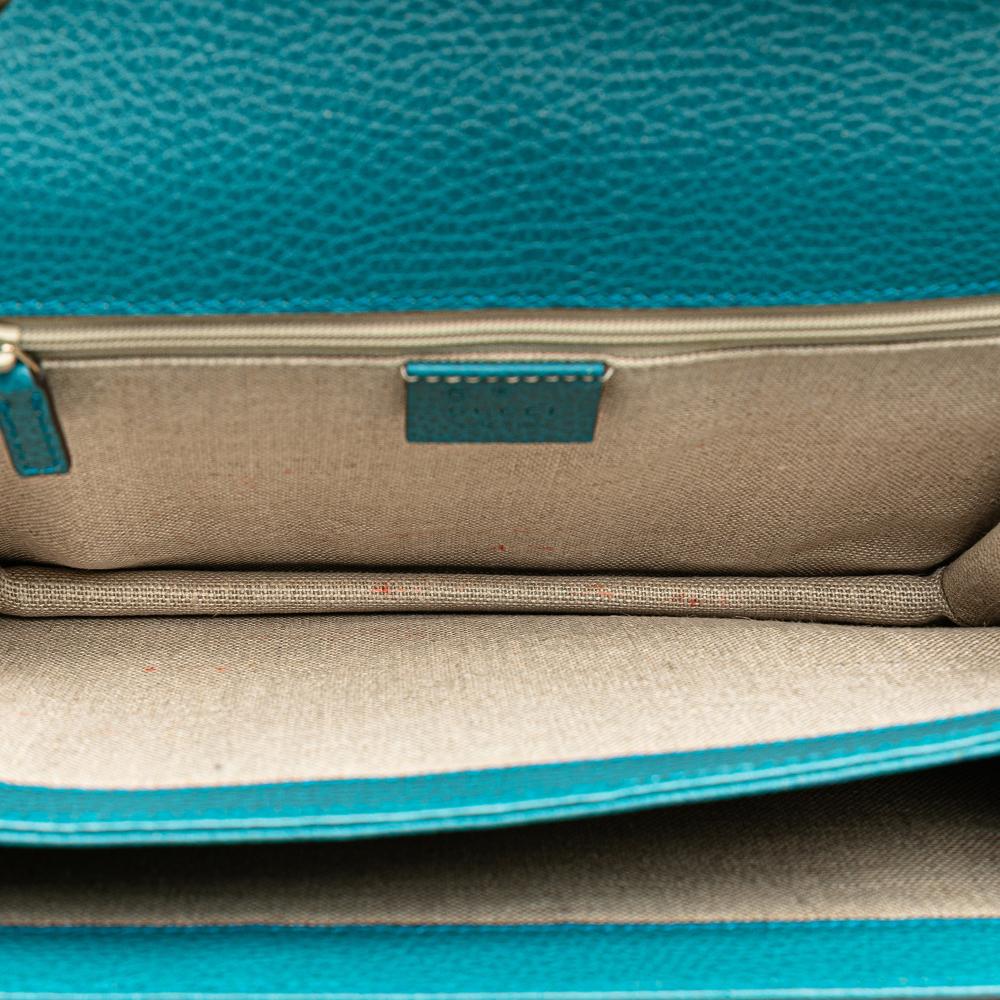 Gucci AB Gucci Blue Turquoise Calf Leather Medium Dollar skin Interlocking G Crossbody Italy